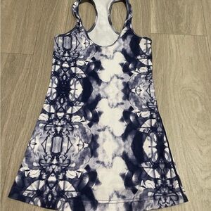 lululemon athletica Navy and White Tie-Dye Racerback Tank